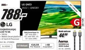 MediaMarkt Lg 55qned816qa) led tv 4k aanbieding