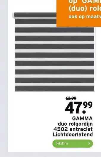 GAMMA Gamma duo rolgordijn 4502 antraciet lichtdoorlatend aanbieding