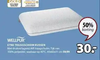 Jysk Wellpur etne traagschuim kussen 50% korting aanbieding