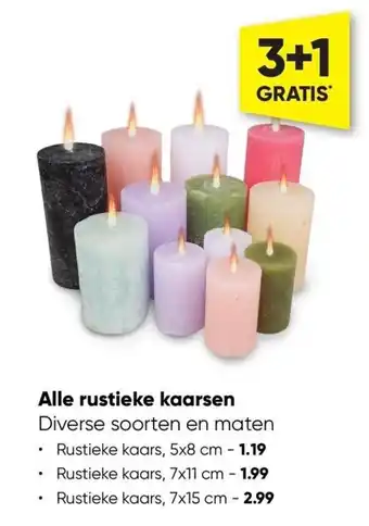 Big Bazar Alle rustieke kaarsen 5x8CM 3+1 gratis aanbieding