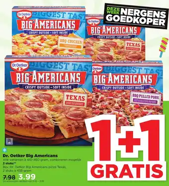 PLUS Dr. Oetker Big Americans pizza 2*410-460g aanbieding