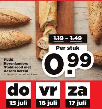 PLUS PLUS Korenlanders Stokbrood met desem bereld aanbieding