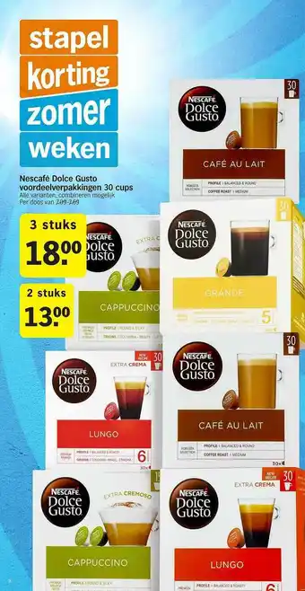 Albert Heijn Nescafé Dolce Gusto Voordeelverpakkingen 30 Cups aanbieding