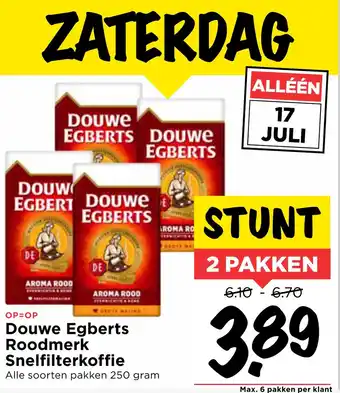 Vomar Voordeelmarkt Douwe Egberts Roodmerk Snelfilterkoffie aanbieding