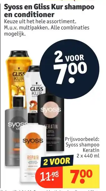 Kruidvat Syoss en Gliss Kur shampoo en conditioner aanbieding