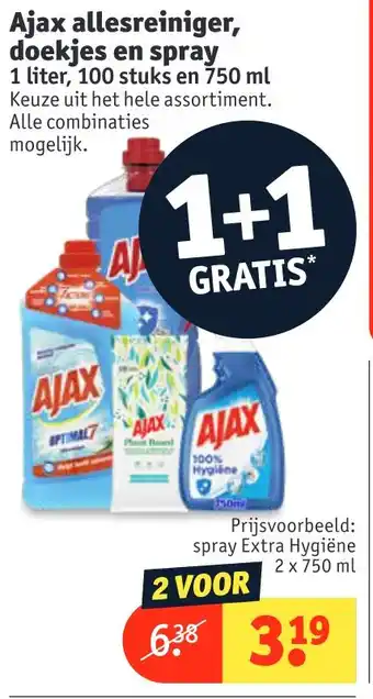 Kruidvat Ajax allesreiniger, doekjes en spray aanbieding