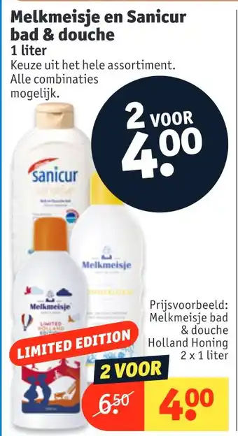 Kruidvat Melkmeisje en Sanicur bad & douche aanbieding