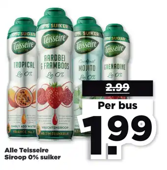 PLUS Alle Teisseire Siroop 0% suiker aanbieding