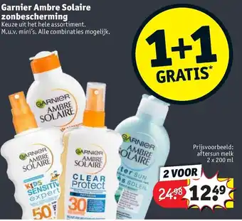 Kruidvat Garnier Ambre Solaire zonbescherming 1+1 aanbieding