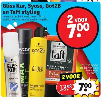 Kruidvat Gliss kur, Got2B, Syoss en Taft styling 2st aanbieding