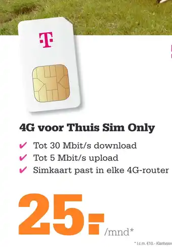 Telecombinatie 4g voor thuis sim only aanbieding