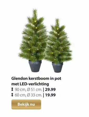 Pets Place Glendon kerstboom in pot met LED-verlichting 90 cm, 51 cm aanbieding