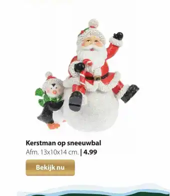 Pets Place Kerstman op sneeuwbal 13x10x14 cm aanbieding