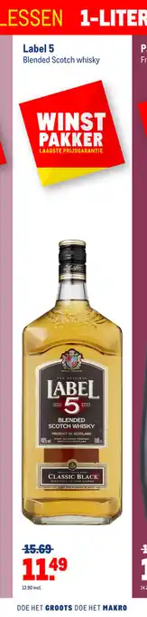 Makro Label 5 Blended Scotch whisky aanbieding