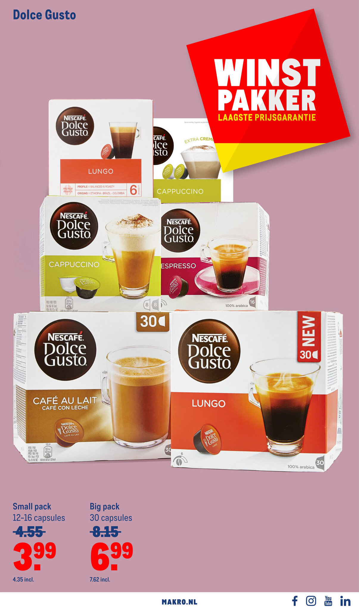 Nescafe Dolce Gusto Small pack 1216 capsules aanbieding bij Makro