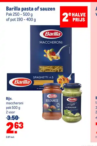 Makro Barilla pasta of sauzen 500 g aanbieding