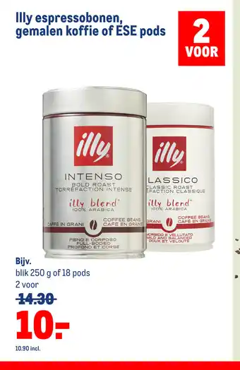 Makro Illy espressobonen, gemalen koffie of ESE pods aanbieding