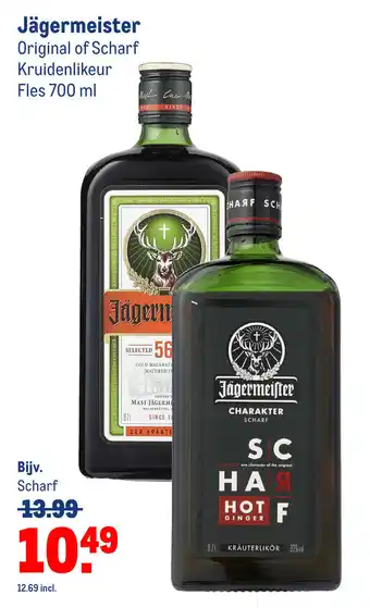 Makro Jagermeister original of scharf kruidenlikeur 700ml aanbieding