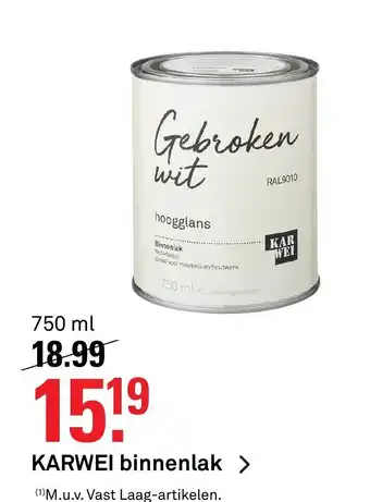 Karwei Binnenlak 750 ml aanbieding