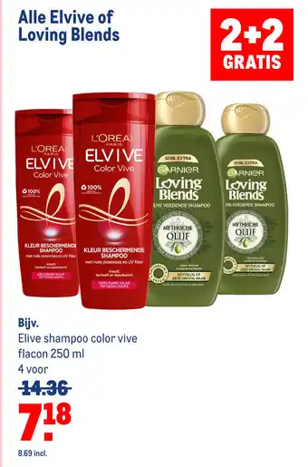 Makro Alle elvive of loving blends elive shampoo color vive  2+2 gratis aanbieding