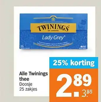 Albert Heijn Alle twinings thee 25% korting aanbieding