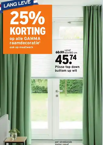 GAMMA Plisse top down buttom up wit 60x180 cm aanbieding