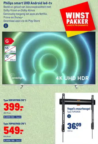 Makro Philips smart UHD android led-tv 55PUS7956 (55") aanbieding