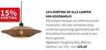 Nijhof 15% korting op alle lampen van good&mojo aanbieding