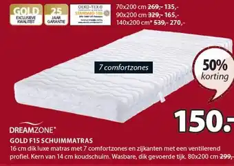 Jysk Gold f15 schuimmatras aanbieding