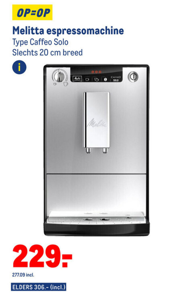 Melitta espressomachine Caffeo Solo aanbieding bij Makro
