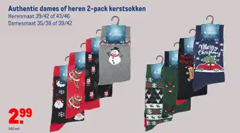 Makro Authentic dames of heren 2-pack kerstsokken aanbieding