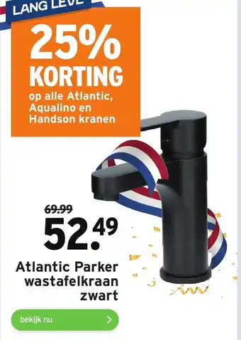 GAMMA Atlantic parker wastafelkraan zwart aanbieding