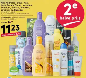 Etos Alle andrelon, dove, axe, love beauty planet, vaseline, zendium, zwitsal, neutral, lifebuoy en badedas 300ml aanbieding