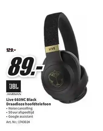 MediaMarkt Jbl live 660nc black draadloze hoofdtelefoon aanbieding