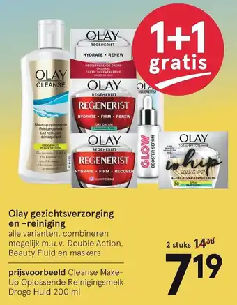 Etos Olay gezichtsverzorging en -reiniging 200ml aanbieding