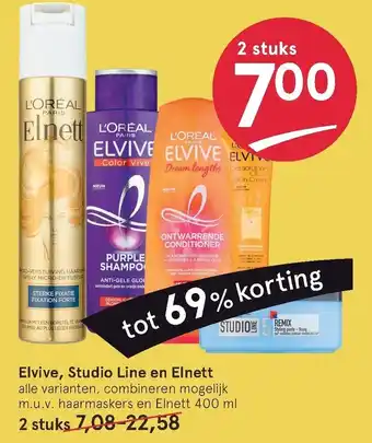 Etos Elvive, studio line en elnett 400ml aanbieding