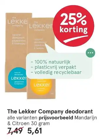 Etos The lekker company deodorant 30g aanbieding