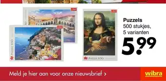 Wibra Puzzels 500 stukjes, 5 varianten aanbieding