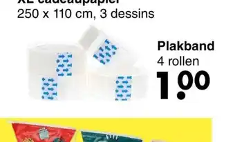 Wibra Plakband 4 rollen aanbieding