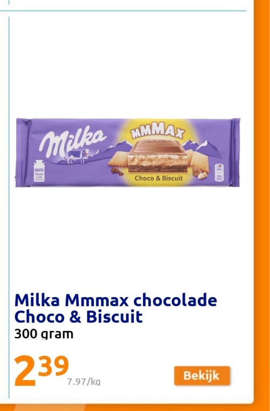 Milka Mmmax chocolade Choco & Biscuit 300 gram aanbieding bij Action