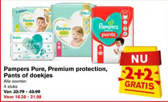 Hoogvliet Pampers pure, premium protection, pants of doekjes aanbieding