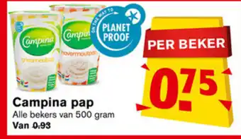 Hoogvliet Campina pap 500 gram aanbieding