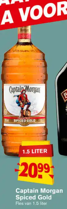 Hoogvliet Captain morgan spiced gold 1,5 liter aanbieding