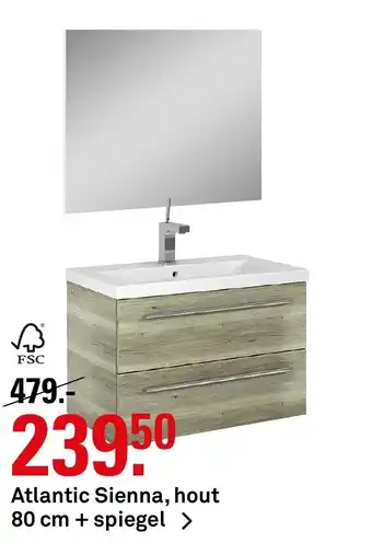 Karwei Atlantic sienna, hout 80cm + spiegel aanbieding