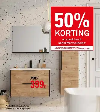 Karwei Atlantic aria, canela eiken 80 cm + spiegel aanbieding