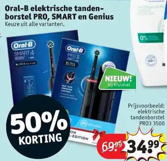 Kruidvat Oral-B elektrische tandenborstel PRO, SMART en Genius aanbieding