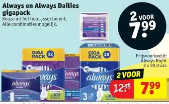 Kruidvat Always en Always Dailies gigapack 2 st aanbieding