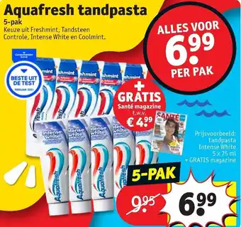 Kruidvat Aquafresh tandpasta 5-pak aanbieding