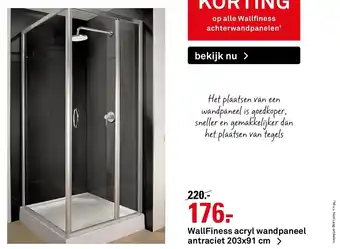 Karwei Wallfiness acryl wandpaneel antraciet 203x91 cm aanbieding