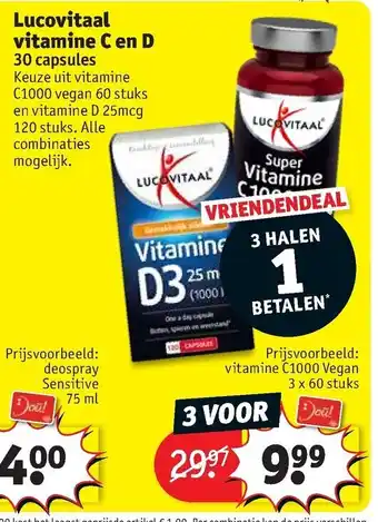 Kruidvat Lucovitaal vitamine C en D 3 st aanbieding